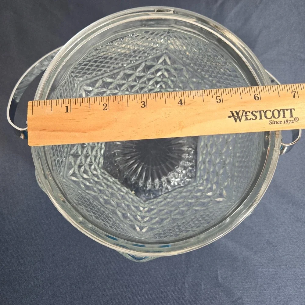Vintage Anchor Hocking Wexford Pressed Glass Covered Ice Bucket w/Handle